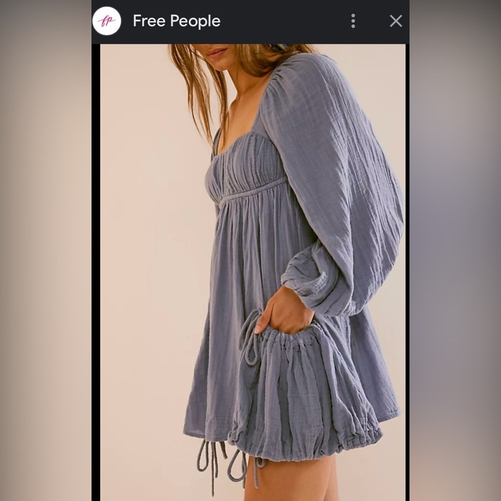 Free People Mini Dress in Dusty Blue